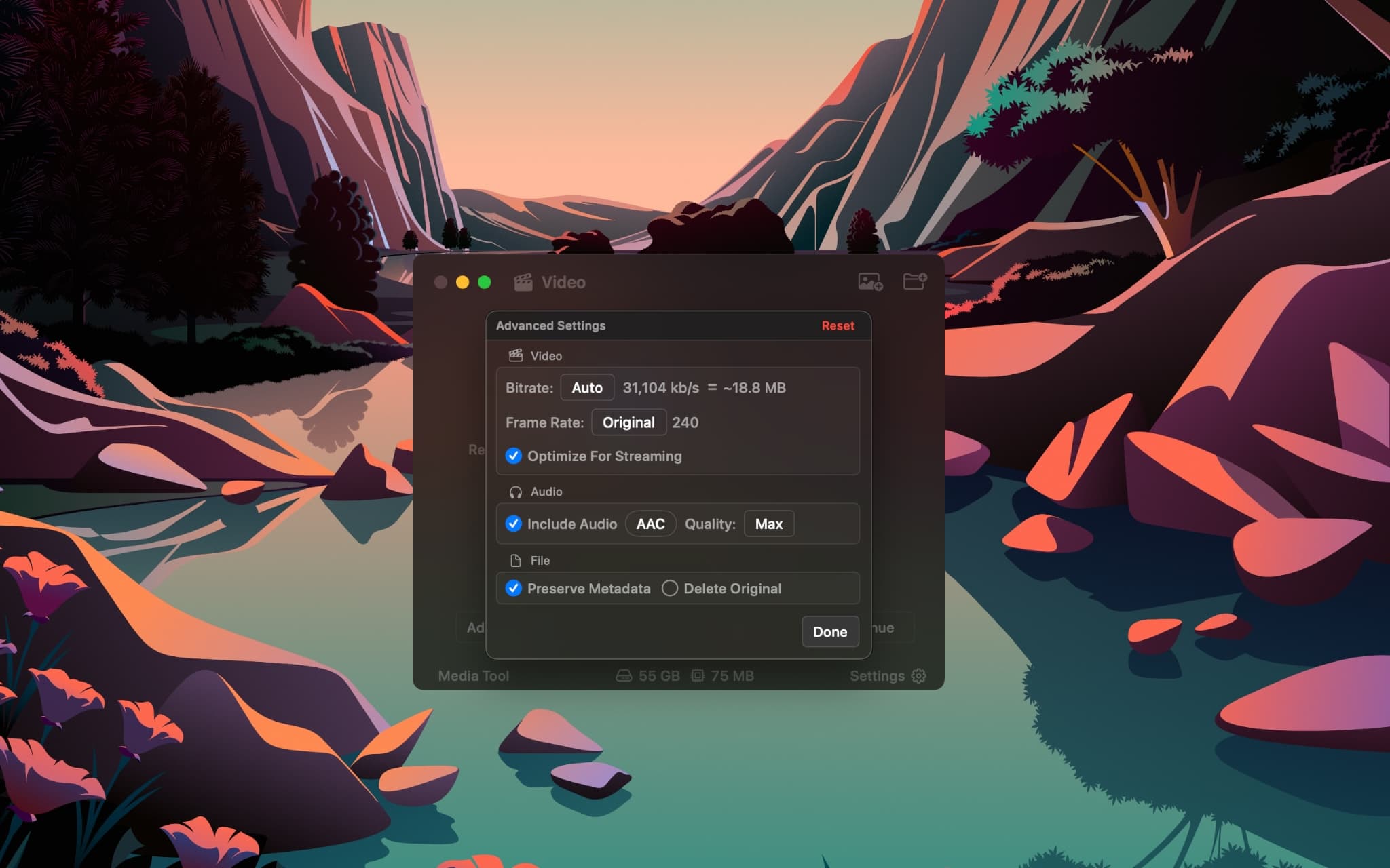 Advanced video settings