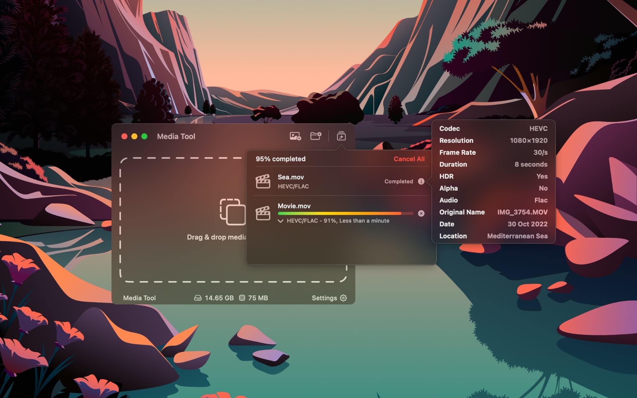 Explore progress and file information